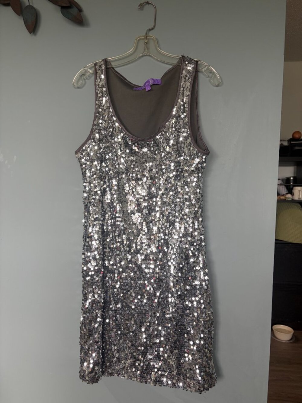 EUC Jolie Brand Silver Sequin Sparkle Midi Dress Size 14